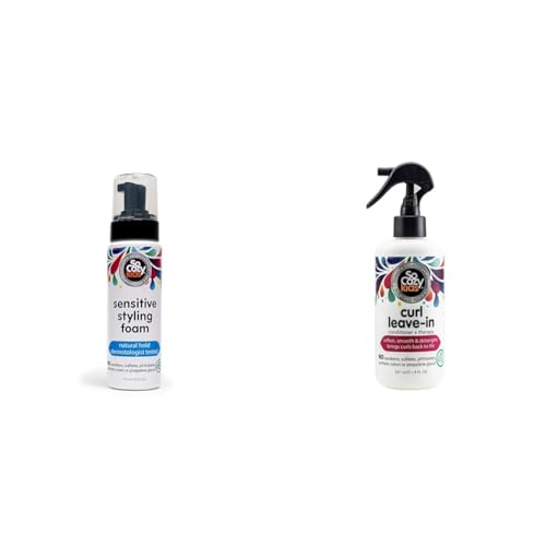 SoCozy Kids Sensitive Styling Foam, Leave In Conditioner Spray & Detangler for Curly Hair (6 fl oz, 8 fl oz)