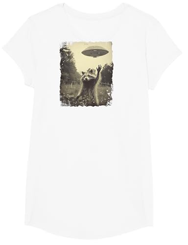 Vintage Hipster Retro Raccoon Streetwear Alien UFO Waschbär T-Shirt