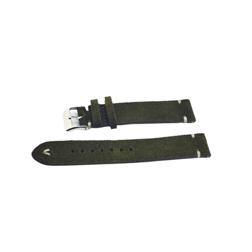 Correa de ante verde de 20mm transpirable y flexible para reloj