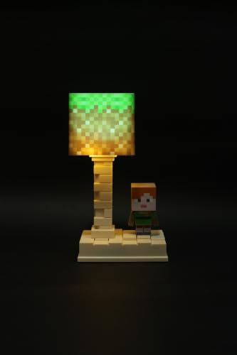 Image of Lexton 7 Inch Cartoon Minecraft LED Table Lamp for Kids | Rechargeable 500mAh USB Charging Desk Lamp with 6 Lighting Modes, ON /Off Button, Night Light for Bedroom, Study Table & Gift