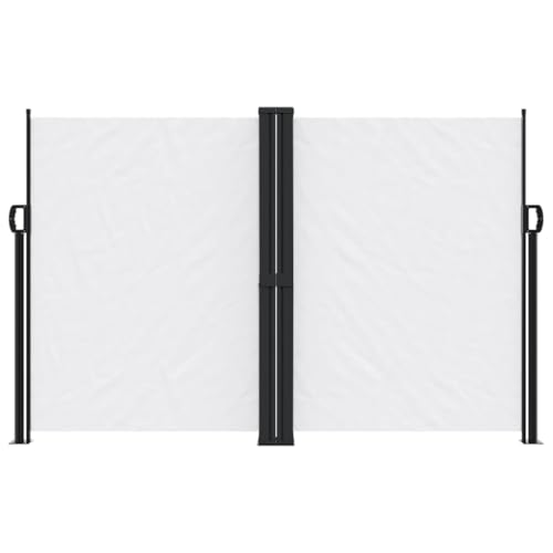 Store latéral extensible blanc 160x600 cm en acier et polyester double - 3