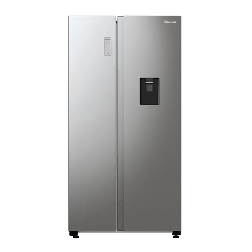 Fridgemaster MS91547DFE Freestanding American Side by side Door Fridge Freezer 547L, Metal Grey, Inverter compressor, Non-Plumbed Water Dispenser, 91 × 178.6 × 64.3 cm (W×H×D) Energy Rating E