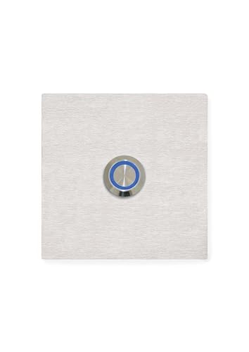 Sonnette en acier inoxydable de luxe avec poussoir LED bleu pour entrée moderne