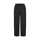 Genérico Pantalones Invierno Mujer Elasticos Mujer Pantalones Largos elásticos de Lino y algodón de Color sólido a la para Mujer, Pantalones de Ocio para la Playa Ropa Mujer Leggin (Black, XXXXXL)