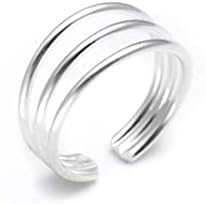 Silverly 925 Sterling Silver Ring Women - Midi Pinky Toe Ring - Polished Triple Band Adjustable Ring - Teenage Girls Gifts - Silver Toe Rings for Women - Girls Jewellery