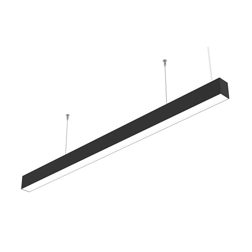 Plafoniera LED 48W 120x7x5cm Nera da Sospensione con cavo acciaio Pi-16-48W