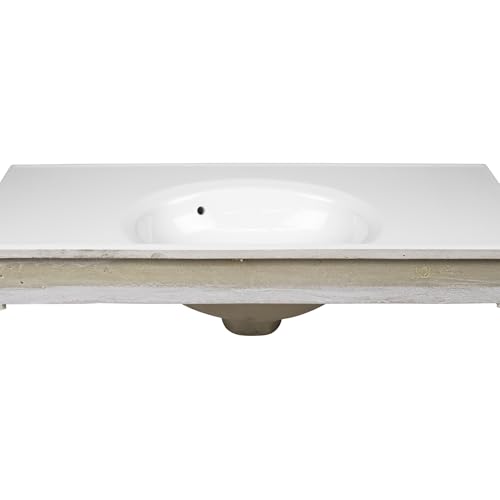 Image of Design House 37-In-Wide Vanity Top Sink, 4-In. Backsplash, Cultured Marble, Stain-Resistant, Pre-Drilled Centerset Holes, White, 37.0 In. W x 19.0 In. D x 10.6 In. H, 586206