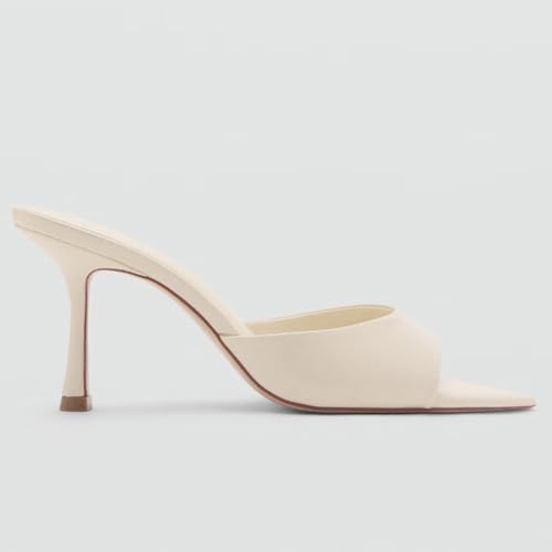 Image of YIYA Women's Open Pointed Peep Toe Mules Kitten Heels Stiletto High Heels Slide Sandals Summer Slip On Backless Dress Spring Summer Pumps Shoes