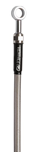 Venhill KAW-6035R Braided Stainless Steel Rear Brake Line for Kawasaki ZX-6R (Non-ABS) 2013-2016 - Clear w/Chrome Banjos and Bolts