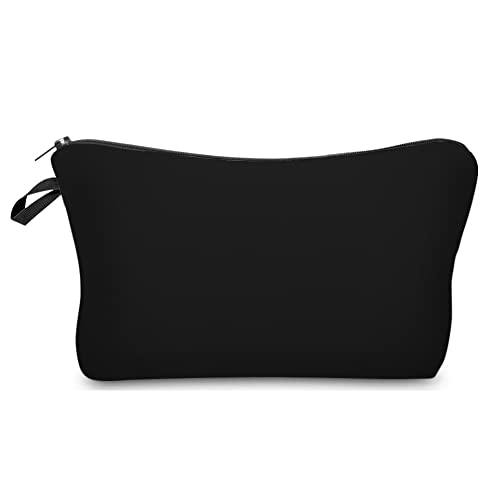 Deanfun Makeup Case Small, Cosmetic Zipper Bag Waterproof for Purse Mini, Women Cute Traveling Accessories Pouch for Ladies Thanksgiving Christmas Gifts(Solid Black D2-51705) 8.65