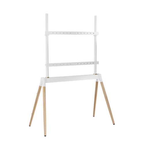 Image of Audiovan Easel Studio Floor TV Stand Quad Wooden Legs for 55-86 Inch, (Height - 1455) 100x100-600x400 VESA Corner (White, 55-86 inch)