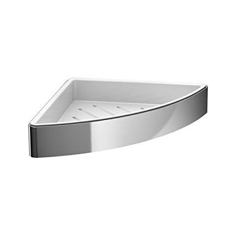 Emco Loft Eckseifenkorb zum Schrauben mit herausnehmbarem Einsatz, hochwertige Duschablage aus Aluminium und Kunststoff Cover