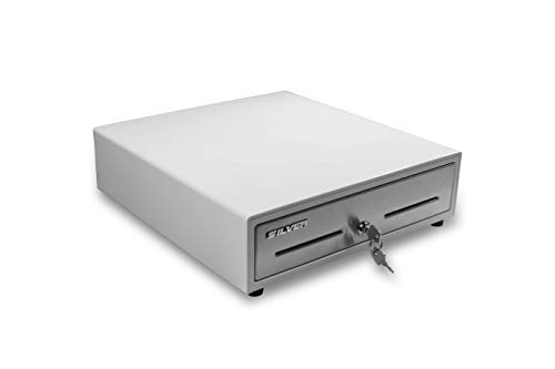 Silver By Accubanker Scd10 Silk Point Of Sale (Pos) Cash Register Drawer In White With Stainless Steel Front, Includes Lock & Set Of 2 Keys, Removable Tray 4 Bill, 5 Removable Coin & 2 Media Slots #TOP18
