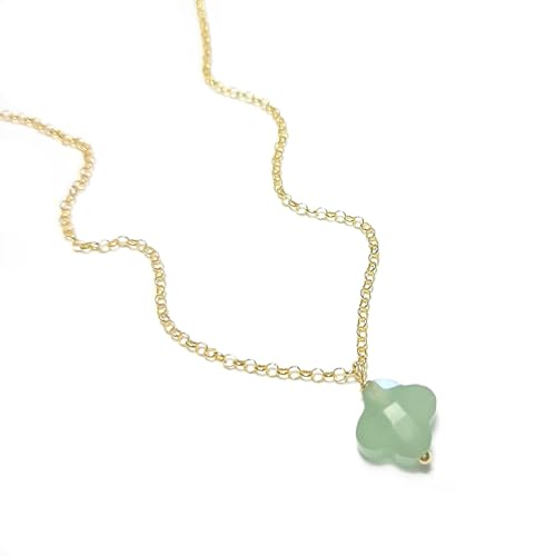 Collier trèfle aventurine anti-ternissement argent 925 doré
