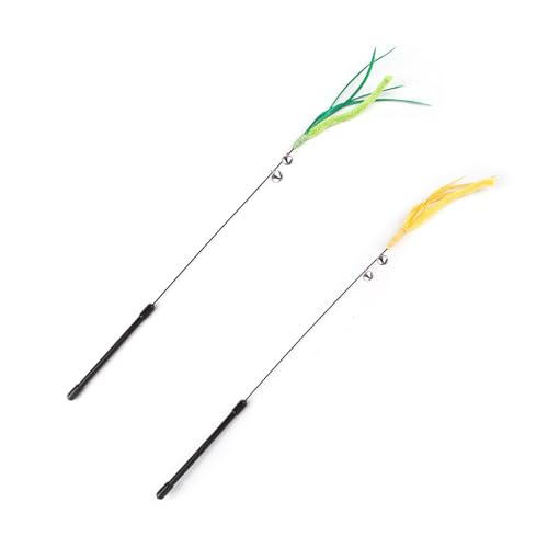 ZWxqysp 2 PCS Cat Wire Toy Interactive Cat Teaser Wands Cat Wands Cat Feather Wands for Indoor Cat Chase Toys
