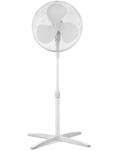 Midea MPF25MW Ventilateur sur pied 40W, Hauteur Réglable Jusqu'à 125 cm,3 Vitesses, Oscillation 90°, Puissant et Silencieux, Idéal pour la Maison et le Bureau, Blanc