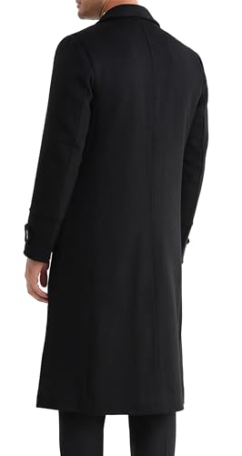 KASTWAVE Mens Trench, Men's Luxury Full Length Trench Coat Long Wool Overcoat Winter Windbreaker, Winter Trench Coat