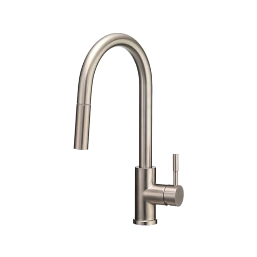 Image of Dura Faucet DF-MK530SLK-SN RV Single Handle Pull-Down (Satin Nickel) | RV single handle pull-down kitchen faucet for camper and trailer galleys. Brushed Satin Nickel finish.