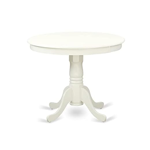 East West Furniture Room ANT-LWH-TP Wooden Dining Table Round Tabletop and 36 x 29.5-Linen White Finish