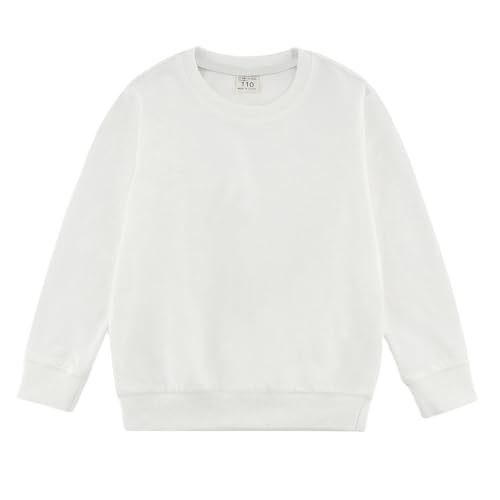 Unisex Kids Solid Cotton Long Sleeve Pullover Sweatshirt: Lightweight Toddler Crewneck T-shirts for Boys & Girls
