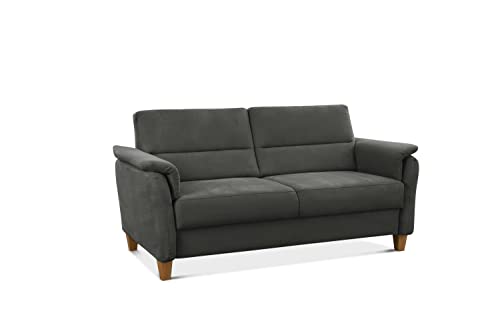 CAVADORE 3er-Sofa Palera mit Federkern / Kompakte Dreisitzer-Couch im Landhaus-Stil / passender Sessel und Hocker optional / 179 x 89 x 89 / Mikrofaser, Grau