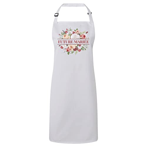 Tablier future mariée bouquet fleurs idée cadeau originale pour EVJF et fête de mariage de cuisine