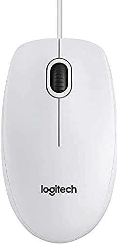 Logitech B100 Wired USB Mouse, 3-Buttons, Optical Tracking, Ambidextrous PC / Mac / Laptop / Chromebook - White