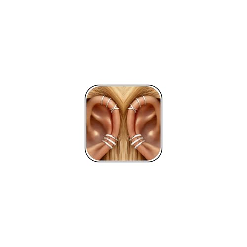 5 Pairs Ear Cuffs Non Piercing Silver Ear Cuff Earrings for Women Trendy Clip on Cartilage Earring Stacks Non Pierced Adjustable Fake Earrings Set Jewelry