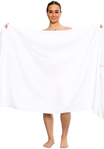 Jumbo Bath Sheets Extra Large (90 x 180 cm, 2 Pack) 100% Cotton Super Soft Hotel Quality Towel Bath Sheet - 600 GSM Ring Spun, Ultra Soft, Absorbent BeachTowels Bathroom Bath Towels Set (White)