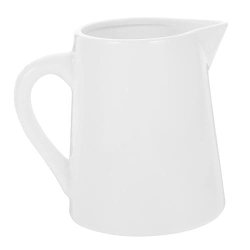 GRIRIW Jarra de Leche Cerámica Blanca Asa 500Ml Dispensador de Salsas para Café y Accesorios de Cocina