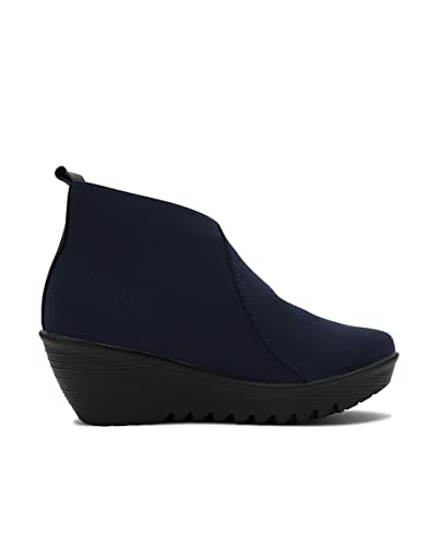 B M BERNIE MEV NEW YORK Women's Maile X Un botín de cuña de Confort Total con Plantilla de Memory Foam (Navy, Numeric_40)
