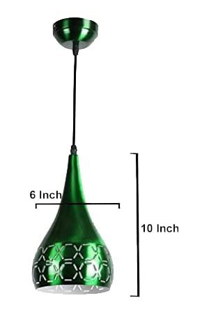 Image of GreyWings Metal Cut Hanging Light Ceiling Pendant Lamp, 6 inch Small, Green, Pack of 3