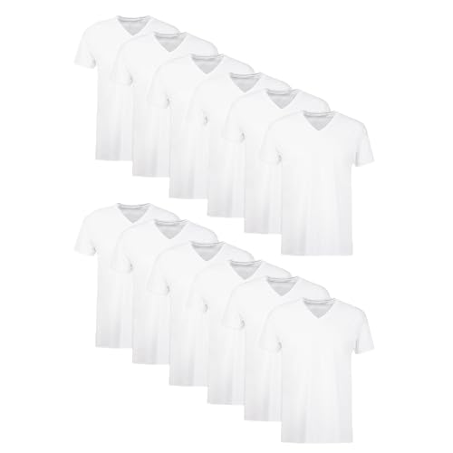 Hanes Men's Undershirt Pack, V-Neck Cotton T-Shirt, Moisture-Wicking Tees for Men, 12-Pack