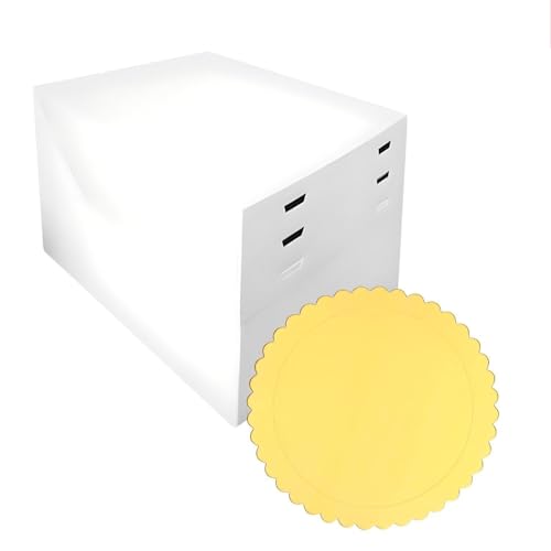 GLOTOMANIA SL SET 10 CAJAS PARA TARTA ALTURAS AJUSTABLES + BASES REDONDAS DORADA (1 MM) - 18 CM Ø