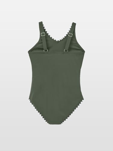 Image of IFFEI Mommy and Me Swimsuits V Neck Tummy Control One Piece Bathing Suit Family Matching Swimwear Beachwear