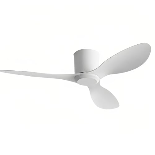 GZDXBF Ventilador De Techo Sin Luz - 6 Velocidades/Función Verano-Invierno/3 Aspas De ABS - Ventilador Silencioso con Control Remoto - para Dormitorio/casa Rural/Patio/Interior(White,42in(107cm))