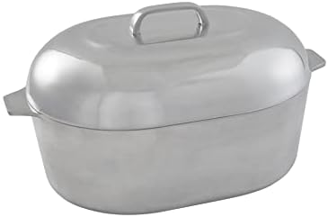 IMUSA USA Heavy Duty Cajun Oval Cast Aluminum Roaster 13", Silver