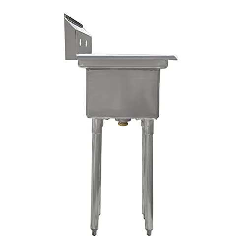 Image of AmGood Stainless Steel Prep & Utility Sink | 304 Stainless Steel | Restaurant, Kitchen, Laundry, Garage | NSF (Bowl Size: 10 inchx14 inchx10 inch + Right Drainboards)