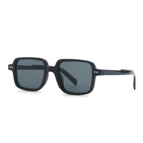 Classic Vintage Luxury Sunglasses for Women Men Trend Big Frame Punk Popular Rivet(Black Black)