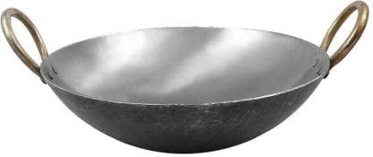 Diktmark Traders Iron Kadai/Kadhai Deep Frying Pan Cookware Kadhai 8 Inches 30 cm Diameter 1 L Capacity (Black)