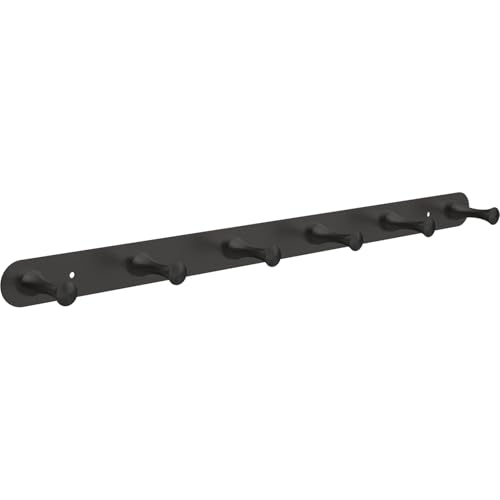 DGYB Coat Rack Wall Mount 6 Black Coat Hooks Wall Mount Stainless Steel 16 inch Towel Hanger for Bathroom Bedroom Mudroom Entryway