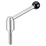 HALDER 24440.0734 Verstellbare Spannhebel/mit Schraube, d1=24 mm / d2=M10 / l1=80 mm/Rostfreier Stahl, Schwarz