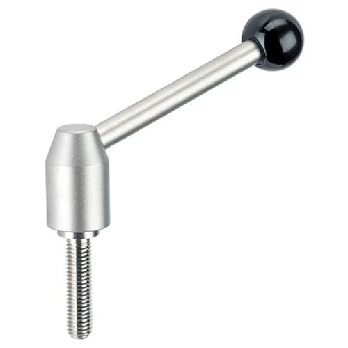 HALDER 24440.0734 Verstellbare Spannhebel/mit Schraube, d1=24 mm / d2=M10 / l1=80 mm/Rostfreier Stahl, Schwarz