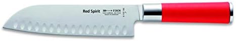 Dick 8174218K Thick Santoku Knife with Fluted Edge, Red Spirit, 18 cm