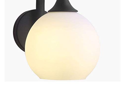Zjztd Pull Chain Wall Lamp E27 Retro Bedroom Bedside Metal And White Frosted Glass Shade Wall Sconces, Black Finish (Color : Black-B) #TOP3