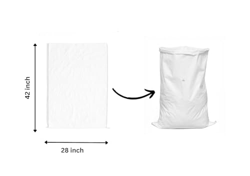 Image of SECUREMENT Large HDPE White Storage Bags, 71 x 106 cm, 50 kg Capacity, Multipurpose Transport Bags (28 x 42 Inches) - Pack of 10 Boras