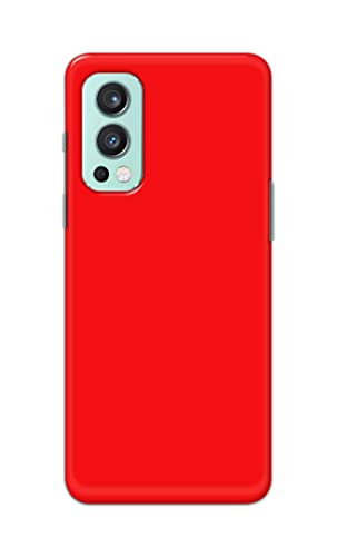 Image of Printed Hard Back Cover Case for OnePlus Nord 2 5G Back Cover (Plain Red) -1803