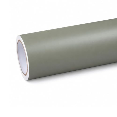 Image of WISDOM Khaki Green Matte Self Adhesive Wallpaper for Furniture & Cabinets Waterproof, Oil Resistant, Easy to Clean Peel and Stick Kitchen Cabinet, Wardrobe & Home Decor Renovation (20x48 in)