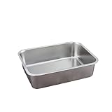 Apaeofl猫トイレ ステンレス 猫トイレ本体 ペットトイレ トイレ掃除用 ペットケア オープンタイプ 猫砂飛び散り防止 一体型 丸型滑り止めマット付き (50*35*15)