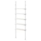 ぼん家具 つっぱりラック 幅70×奥行24×高さ195～276cm 壁面収納 つっぱり 棚 ウォールラック 可動棚板 リビング ホワイト×ホワイト